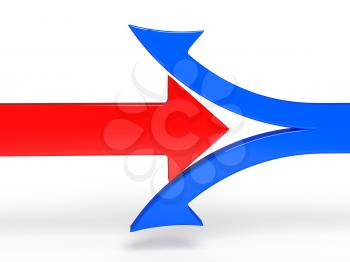 3d illustration of breaking boundary red arrow