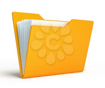 Yellow folder.  Isolated on white background