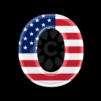 Royalty Free Clipart Image of an American Flag 'O'