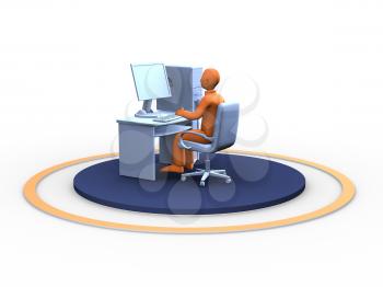 Royalty Free Clipart Image of a Man at his Desk