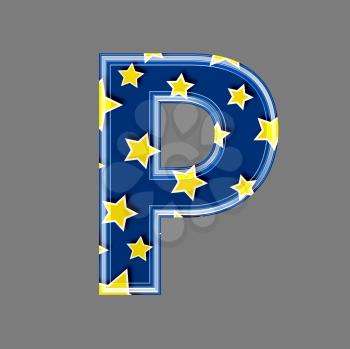 3d letter with star pattern - P