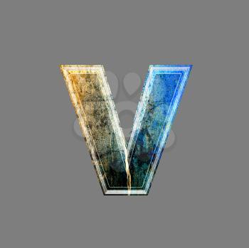 grunge 3d  letter isolated on grey background - v