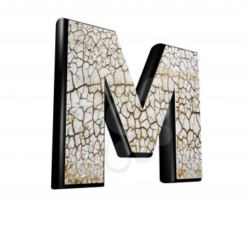 abstract 3d letter with dry ground texture - M