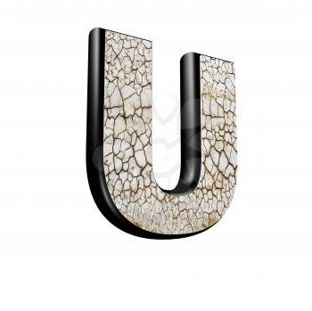 abstract 3d letter with dry ground texture - U