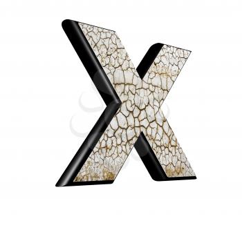 abstract 3d letter with dry ground texture - X