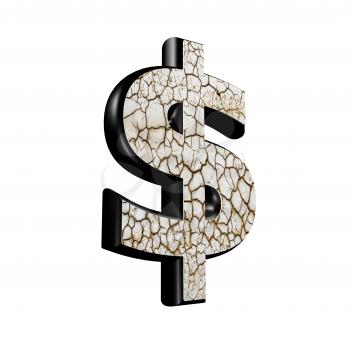 abstract 3d currency sign with dry ground texture - dollar currency sign