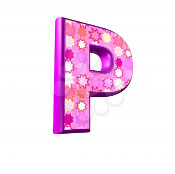 3d pink letter isolated on a white background - p