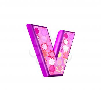 3d pink letter isolated on a white background - v