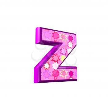 3d pink letter isolated on a white background - z