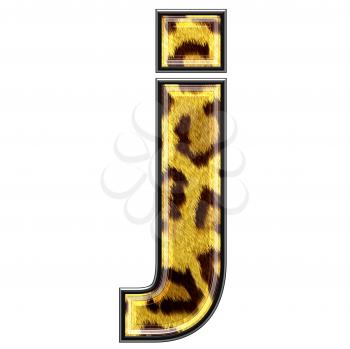 3d letter with panther skin texture - J