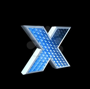 abstract 3d letter with blue pattern texture - X