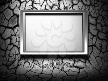 A 3d metal frame on grunge background