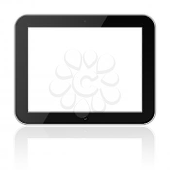 Mobile Tablet PC with Blank Screen with Shadows Isolated on White Background. Highly Detailed Illustration.