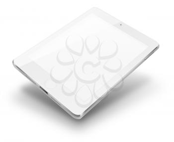 Tablet computer with blank screen isolated on white background. Highly detailed illustration.