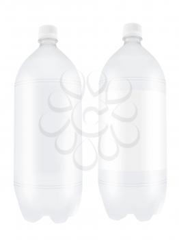 Empty two liter plastic bottles isolated on white background. Highly detailed illustration.
