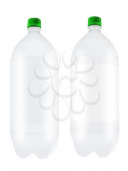 Empty two liter plastic bottles isolated on white background. Highly detailed illustration.
