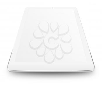 Tablet computer with white blank screen and shodows isolated on white background. Highly detailed illustration.
