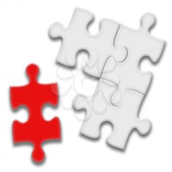 Closeup of puzzle pieces isolated on white background. Team business concept. Highly detailed illustration.