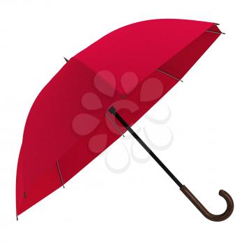 Open red umbrella isolated on white background. Highly detailed render.