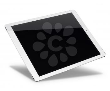 Realistic tablet pc computer with black screen isolated on white background. 3D illustration.