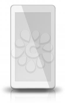 Smart phone with white screen isolated on white background. 3D illustration.