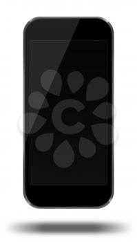 Smart phone with black screen isolated on white background. 3D illustration.