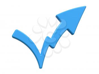 Check Mark Symbolizing Increase. Isolated on White Background.