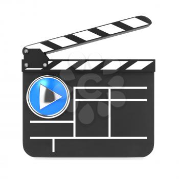 Clapboard Icon with Blue Screen. Media Player Concept.