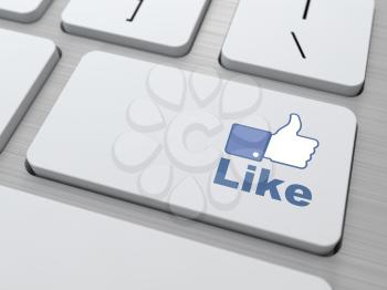 Like Button on Modern Keyboard - Social Media Concept.