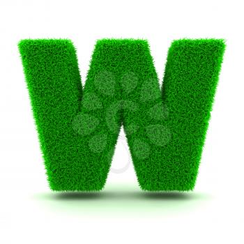 3D Green Grass Letter on White Background