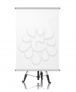 Flipchart on Tripod, Isolated on White Background.