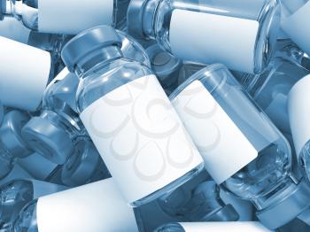 Heap of Medical Ampoules. Tinted Background about Medical Subject.