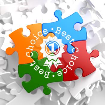 Best Choice Written Arround Icon of Award on Multicolor Puzzle. Business Concept.