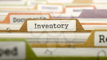 Inventory Concept on Folder Register in Multicolor Card Index. Closeup View. Selective Focus. 3D Render.