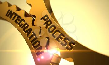 Process Integration on Mechanism of Golden Metallic Gears with Glow Effect. Process Integration - Concept. Process Integration on Mechanism of Golden Cog Gears. 3D.