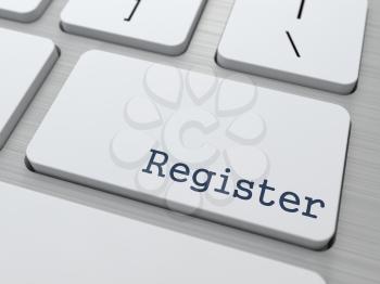 Register - Button on White Modern Computer Keyboard.