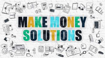 Make Money Solutions Concept. Make Money Solutions Drawn on White Wall. Make Money Solutions Concept. Make Money Solutions Drawn on White Wall. 