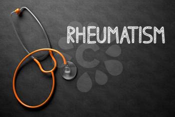 Medical Concept: Rheumatism - Medical Concept on Black Chalkboard. Medical Concept: Black Chalkboard with Rheumatism. 3D Rendering.