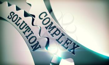 Complex Solution on Mechanism of Shiny Metal Cog Gears with Lens Effect - Interaction Concept. Message Complex Solution on the Shiny Metal Gears - Interaction Concept. 3D.