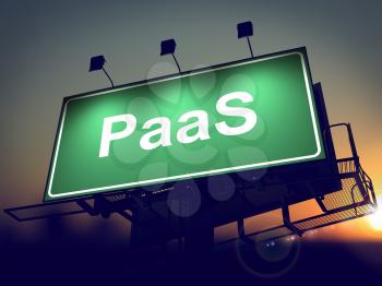 PAAS - Green Billboard on the Rising Sun Background.