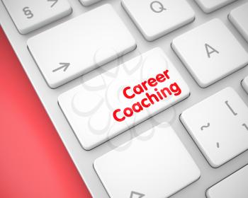 Career Coaching Key on the Keyboard Keys. with Red Background. Laptop Keyboard Keypad Showing the Text Career Coaching. Message on Keyboard White Keypad. 3D Illustration.