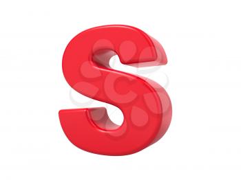 Red 3D Plastic Letter S Isolated on White.