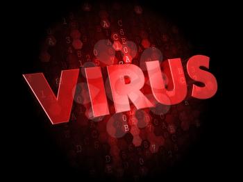 Virus - Red Color Text on Dark Digital Background.