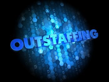 Outstaffing Concept on Dark Blue Digital Background.