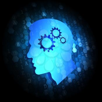 Psychological Concept on Dark Blue Digital Background.