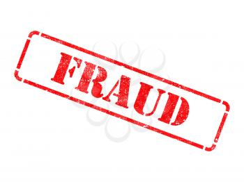 Fraud - Inscription on Red Rubber Stamp Isolated on White.
