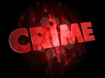 Crime - Red Color Text on Dark Digital Background.