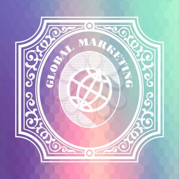 Global Marketing Concept. Vintage design. Pastels Color Flow Hexagonal Background.