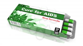 Cure for AIDS - Green Open Blister Pack Tablets Isolated on White.