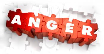 Royalty Free Clipart Image of Anger Text on Puzzle Pieces